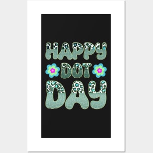 Happy Dot Day Hippie Flowers Retro Groovy Teacher Posters and Art